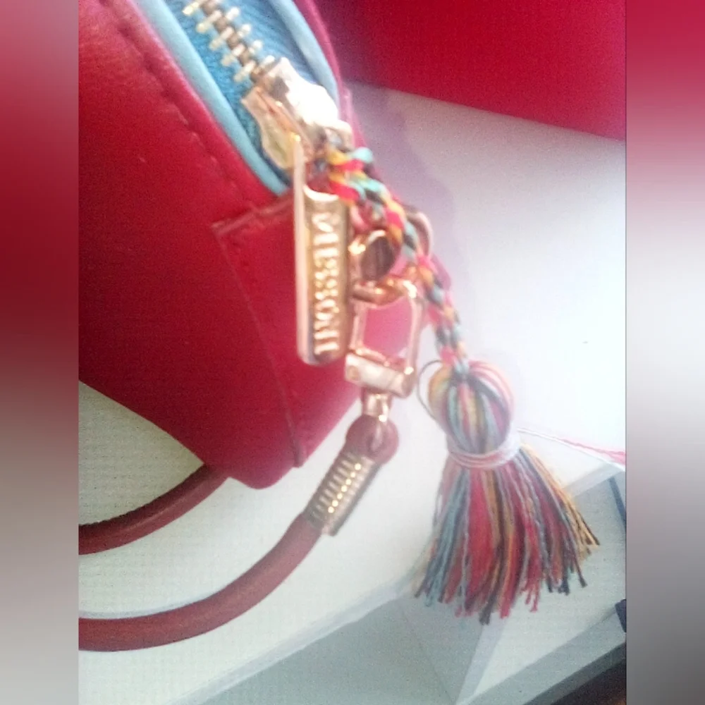Red Leather Tassel Detail Crossbody Bag